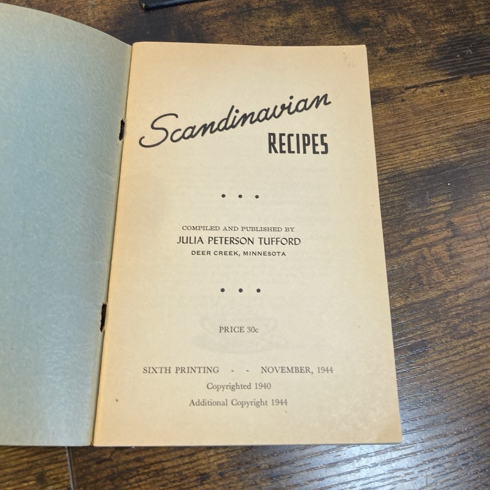Scandinavian Recipes Julia Peterson Tufford 1944 6th Printing Vintage Cookbook - Picture 2 of 6